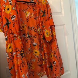 Grace & Lace Orange Floral Swim Coverup